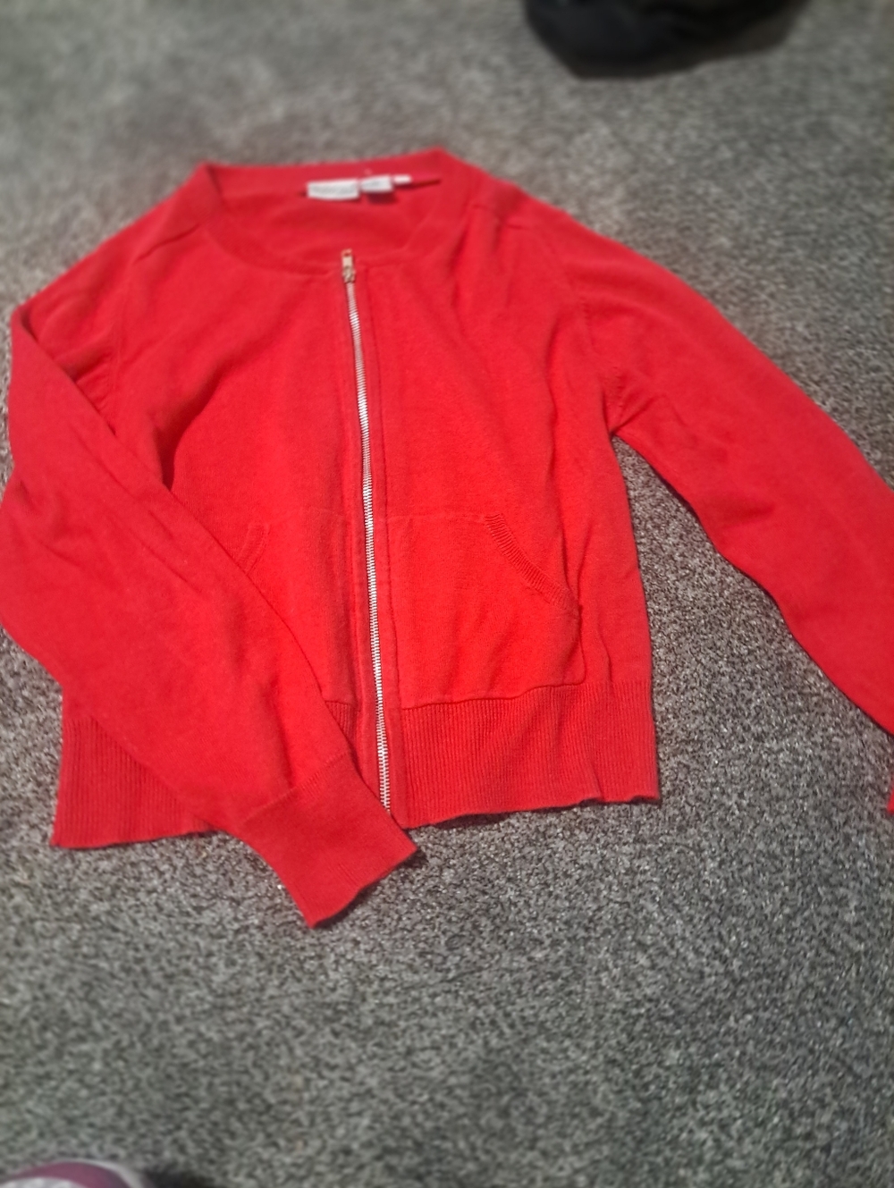 Women’s Red Zip-Front Sweater Jacket
